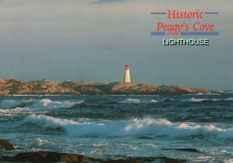 CONTINENTAL SIZE POSTCARD HISTORIC PEGGY'S COVE LIGHTHOUSE NOVA SCOTIA