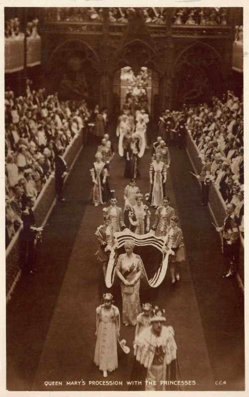 Queen Mary's Procession With The Princesses Real Photo Postcard