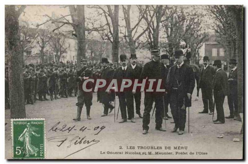 Disorders of Meru Old Postcard The general and M Nicolas Meunier Prefect of &...