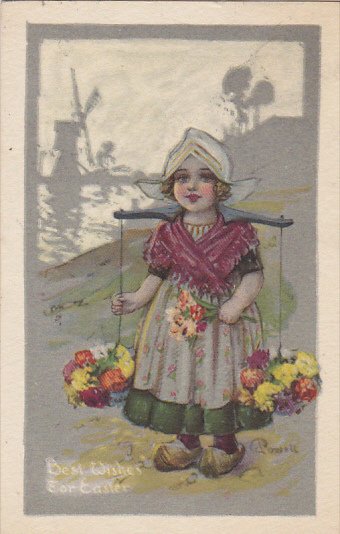 Easter Dutch Girl with Flowers 1916