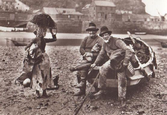 Tate Hall Sands Fishing Fisherman Rocking Boat Basket Lady Photo Rare Postcard