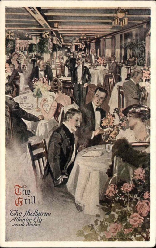 Atlantic City NJ The Shelburne Hotel Grill Dining Room Vintage Postcard