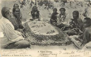 Vintage Postcard A Fiji Grave Fijian Funeral Ceremony South Pacific