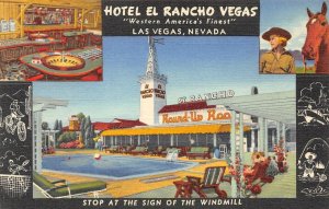 Las Vegas, Nevada HOTEL EL RANCHO VEGAS Roadside c1940s Linen Vintage Postcard