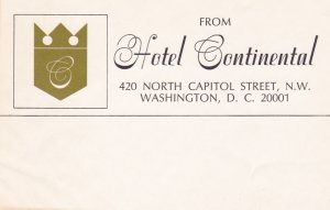 Washington D C Hotel Continental Vintage Luggage Label sk3159