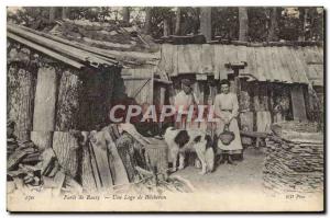 Old Postcard Folklore Forest Russy A lumberjack lodge