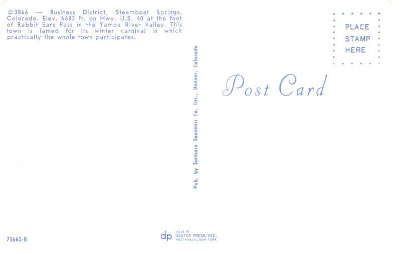 US    PC4320  BUSINESS DISTRICT, STEAMBOAT PASS, COLORADO