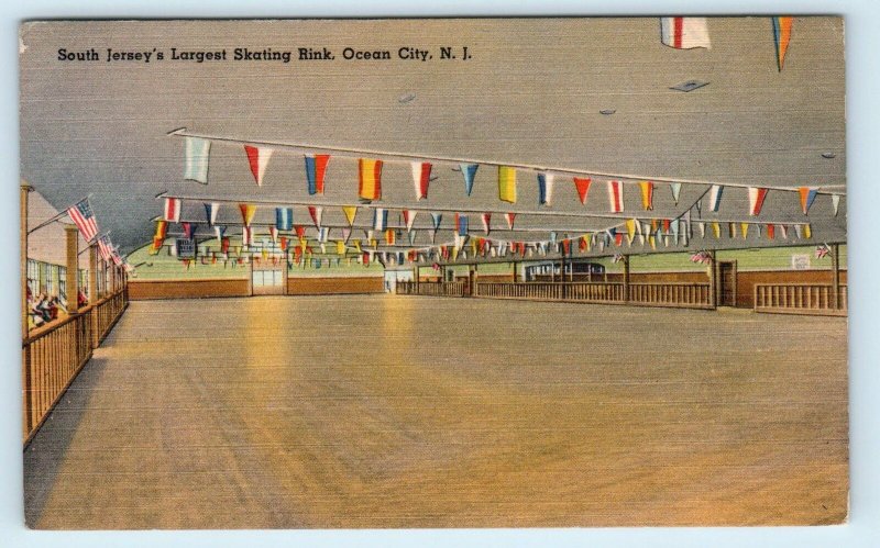 OCEAN CITY, NJ New Jersey ~ South Jersey's Largest SKATING RINK 1947 Postcard