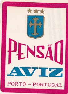 Portugal Porto Pensao Aviz Vintage Luggage Label sk2143