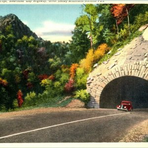 c1940s Tennessee Giant Post Card 11x7 Newfound Gap Highway Tunnel Smoky Mts 5K