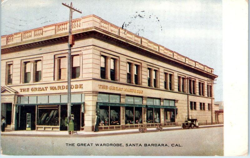 SANTA BARBARA, CA California  Street Scene The GREAT WARDROBE  1911   Postcard