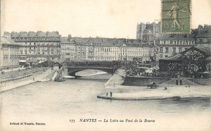 Navigation & sailing themed vintage postcard Nantes Loire Stock bridge ship