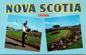 VINTAGE POSTCARD THE PIPER'S WELCOME AT AMHERST NOVA SCOTIA CANADA