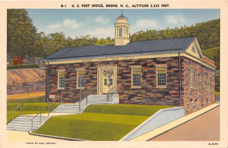 BOONE NORTH CAROLINA UNITED STATES POST OFFICE PAUL WESTON PHOTO POSTCARD c1940s