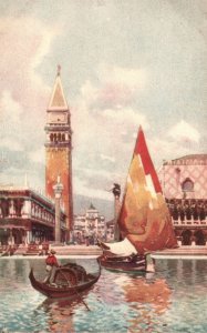 Postcard 1910's Venezia Piazetta S Marco Dalla Laguna Lake Venice Italy Artwork