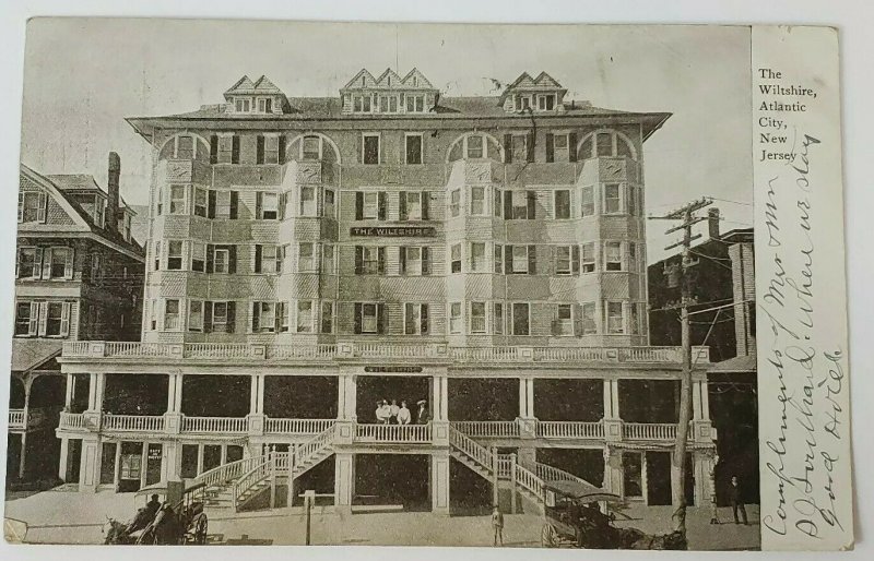 1906 The Wiltshire Hotel Atlantic City NJ New Jersey RPPC Postcard Horse Buggy