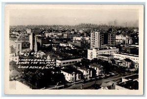 c1920's Skyline View From Wilmore Apartments Long Beach CA RPPC Photo Postcard 