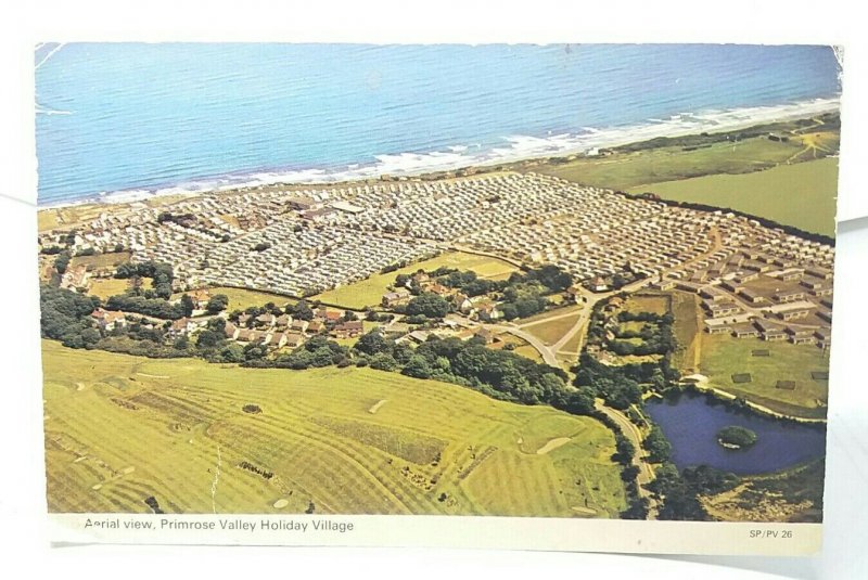 Aerial View of Primrose Valley Holiday Village Filey Yorks Vintage Postcard 1980