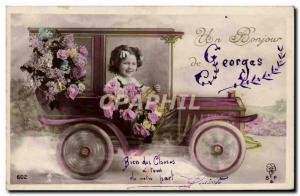 Old Postcard Fantasy Child Cars