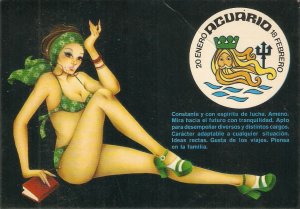 Pin-Up. Aquario Zodiac Signs LadyModern Spanish PC. size 15 x 10,5 cms.