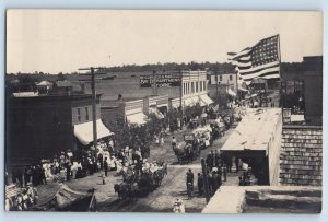 Eagle Bend MN Postcard RPPC Photo 4th Of July Parade Big Department Store 1912