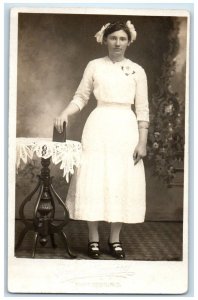 c1910's Woman Studio Christian Confirmation Religious RPPC Photo Postcard