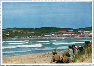 postcard Beach goers and waves at Still Bay Beach South Africa - Stilbaai