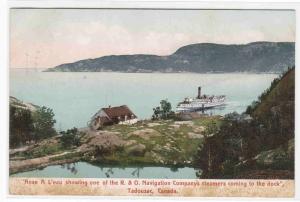 R & O Steamer Nearing Dock Tadoussac Quebec Canada 1907 postcard