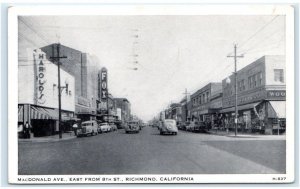 RICHMOND, CA, California ~ Street Scene MACDONALD AVENUE c1940s  Cars Postcard