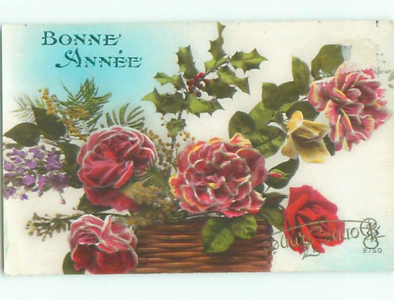 Very Old Foreign Postcard BEAUTIFUL FLOWERS SCENE AA4225