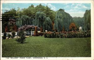 The Willows Power Plant, Greenwood SC c1923 Vintage Postcard M18