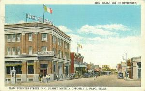 Autos El Paso Texas Main Business Street 1933 Postcard Teich 2980