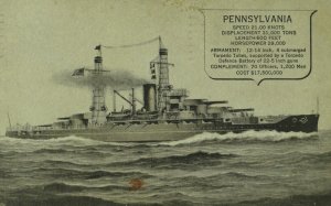 C.1910-15 U.S.S Pennsylvania Postcard F71