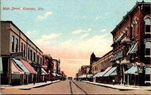 Postcard Main Street in Kenosha, Wisconsin