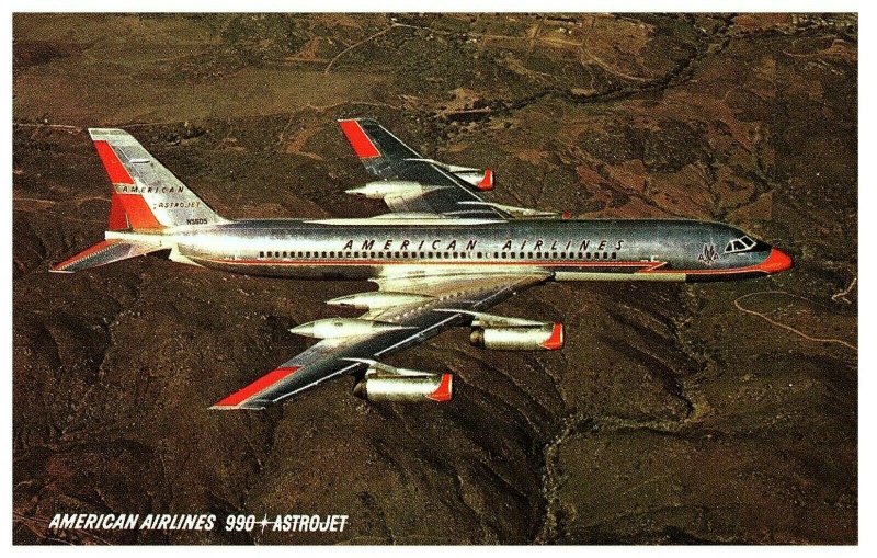 Vintage 1950s Advertising Postcard American Airlines 990 Astrojet Airline Issued