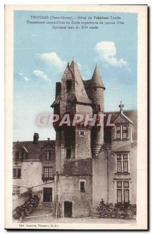 Thouars Old Postcard Hotel from President tyndo ECOEL girls