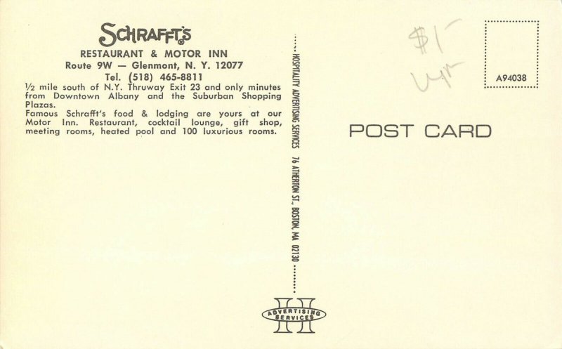 Postcard Schrafft's Resturant And Motor Inn, Glenmont, NY