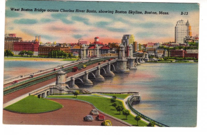 West Boston Bridge Across Charles River, Basin, Boston, Massachusetts,