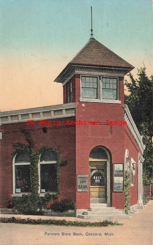 MI, Concord, Michigan, Farmers State Bank, Entrance, 1909 PM, Armstrong Pub