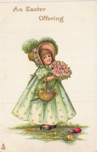 AN EASTER OFFERING-TUCK & SONS EASTER CHILDREN SERIES #758~1912 POSTCARD