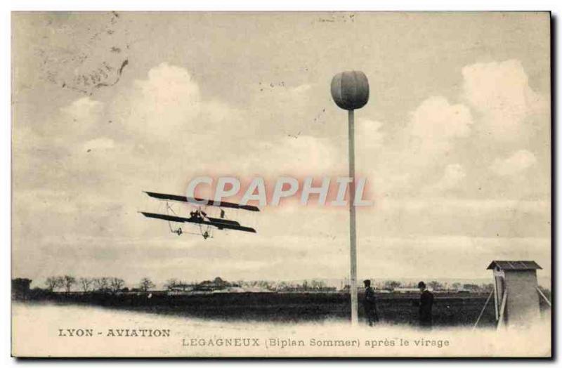 Old Postcard Jet Aviation Lyon Aviation Biplane Sommer after the bend