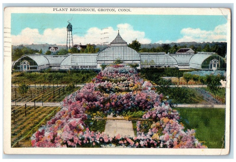 1930 Plant Residence Flowers Groton Connecticut CT Antique Posted Postcard 