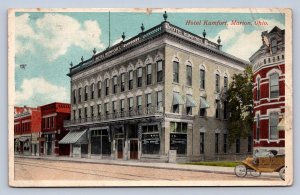 J97/ Marion Ohio Postcard c1910 Hotel Kumfort Building Stores  222