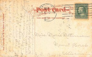 MADISON WISCONSIN~ESTHER BEACH-SIGN-DOCK~1912 PSTMK S H KNOX PUBL POSTCARD