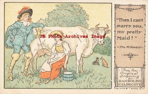 Randolph Caldecott, F Warne No F 5, The Milkmaid Milking a Cow