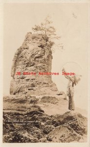 Native American Indian, RPPC, Chief White Elk at Siwash Rock, Vancouver BC