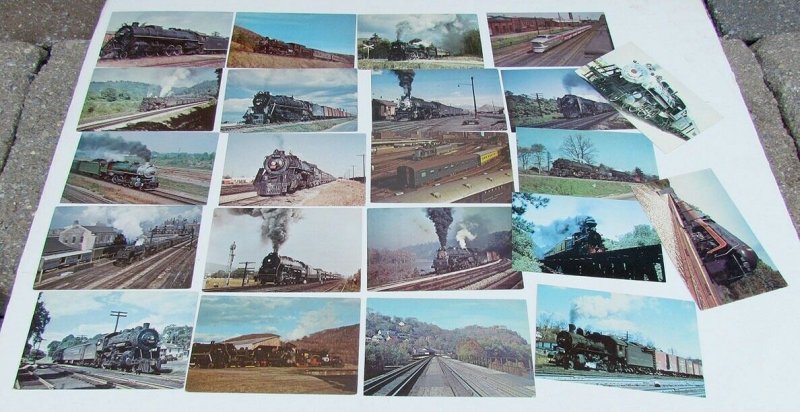 LOT OF 22 VINTAGE POSTCARDS train railway railroad