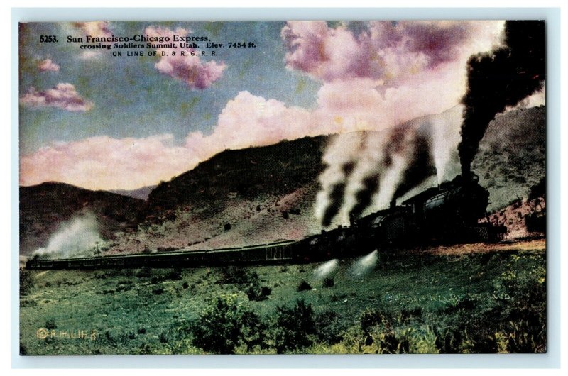 San Franscisco Chicago Express Soldiers Summit Utah D&RG Railroad Postcard