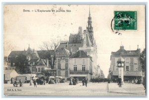 1910 Sens The Esplanade on a Holiday Bourgogne-Franche-Comté France Postcard