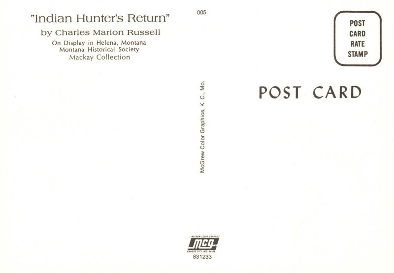 Hunter's Return By Charles Marion Rusell Montana Art Vintage Postcard